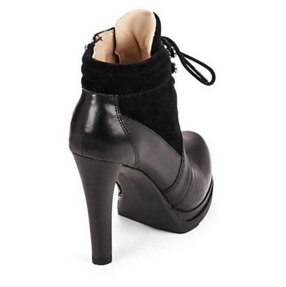 French Connection Sarina Lace Up Bootie Leather Ankle Padded Boots Mobwife Gloss - Picture 2 of 16